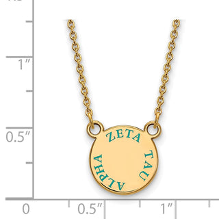 Sterling Silver Gold-plated LogoArt Zeta Tau Alpha Sorority Text Small Color Enamel Pendant 18 inch Necklace GP014ZTA-18
