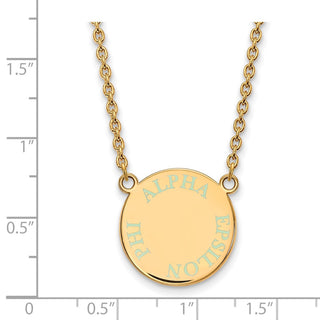Sterling Silver Gold-plated LogoArt Alpha Epsilon Phi Sorority Text Small Color Enamel Pendant 18 inch Necklace GP015AEP-18