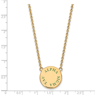 Sterling Silver Gold-plated LogoArt Alpha Sigma Tau Sorority Text Large Color Enamel Pendant 18 inch Necklace GP015ALS-18