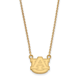Sterling Silver Gold-plated LogoArt Auburn University Small Pendant 18 inch Necklace