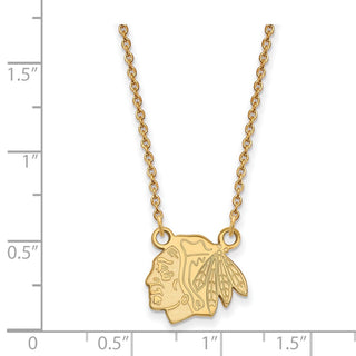 10k Gold NHL LogoArt Chicago Blackhawks Small Pendant 18 inch Necklace