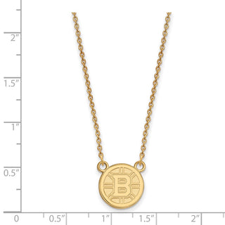 14k Gold NHL LogoArt Boston Bruins Small Pendant 18 inch Necklace 4Y015BRI-18