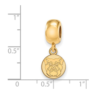 Sterling Silver Gold-plated LogoArt Butler University Bulldog Extra Small Dangle Bead Charm