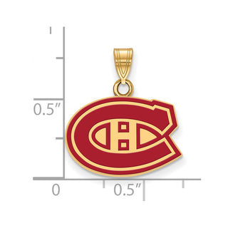 Sterling Silver Gold-plated NHL LogoArt Montreal Canadiens Small Enameled Pendant