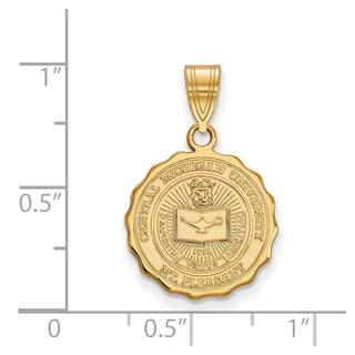 Sterling Silver Gold-plated LogoArt Central Michigan University Medium Crest Pendant