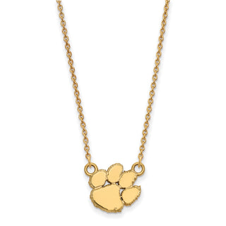 10k Gold LogoArt Clemson University Tiger Paw Small Pendant 18 inch Necklace