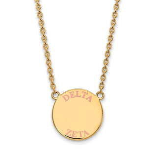 Sterling Silver Gold-plated LogoArt Delta Zeta Sorority Text Large Color Enamel Pendant 18 inch Necklace GP015DZ-18