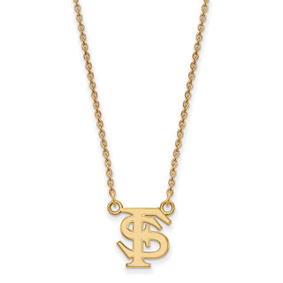 10k Gold LogoArt Florida State University F-S Small Pendant 18 inch Necklace