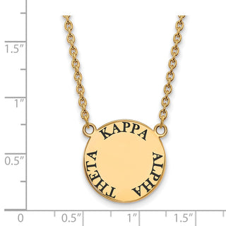 Sterling Silver Gold-plated LogoArt Kappa Alpha Theta Sorority Text Large Color Enamel Pendant 18 inch Necklace GP015KAT-18