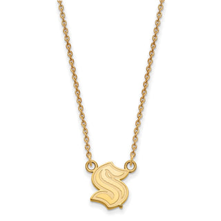 Sterling Silver Gold-plated NHL LogoArt Seattle Kraken Pendant Necklace