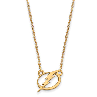 10k Gold NHL LogoArt Tampa Bay Lightning Small Pendant 18 inch Necklace