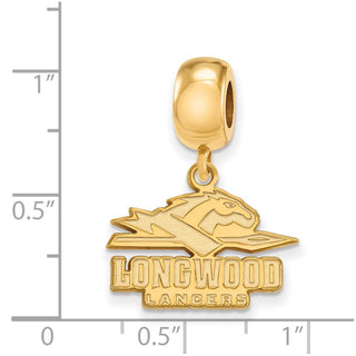 Sterling Silver Gold-plated LogoArt Longwood University Lancers Small Dangle Bead Charm