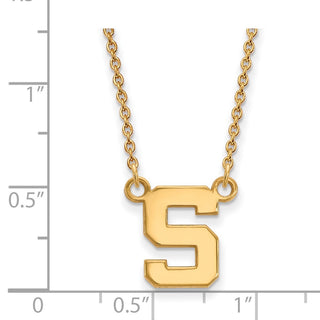 14k Gold LogoArt Michigan State University Letter S Small Pendant 18 inch Necklace