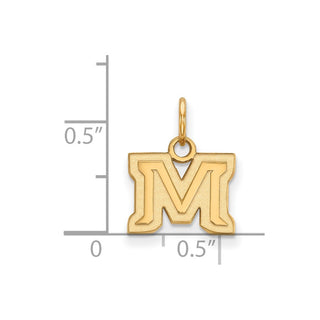 10k Gold LogoArt Montana State University Letter M Extra Small Pendant