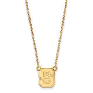 10k Gold LogoArt North Carolina State University N-C-S Small Pendant 18 inch Necklace