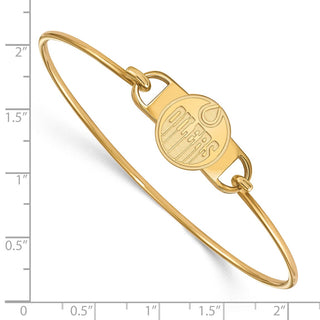 Sterling Silver Gold-plated NHL LogoArt Edmonton Oilers Small Center 7 inch Wire Bangle Bracelet