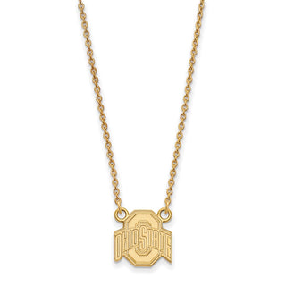 10k Gold LogoArt The Ohio State University Small Pendant 18 inch Necklace