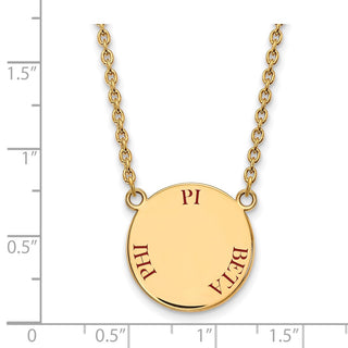 Sterling Silver Gold-plated LogoArt Pi Beta Phi Sorority Text Large Color Enamel Pendant 18 inch Necklace GP015PBP-18