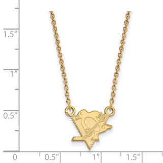 Sterling Silver Gold-plated NHL LogoArt Pittsburgh Penguins Small Pendant 18 inch Necklace