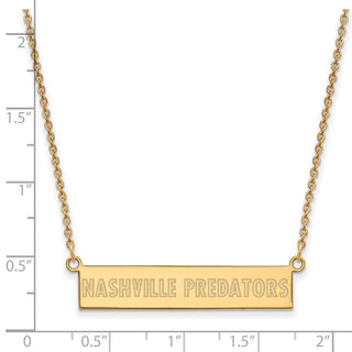 Sterling Silver Gold-plated NHL LogoArt Nashville Predators Small Bar 18 inch Necklace