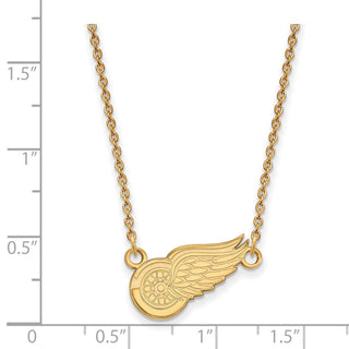 14k Gold NHL LogoArt Detroit Red Wings Small Pendant 18 inch Necklace