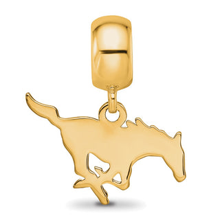 Sterling Silver Gold-plated LogoArt Southern Methodist University Mustang Small Dangle Bead Charm