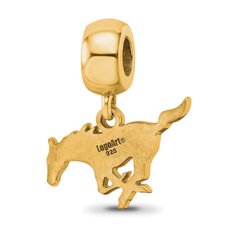 Sterling Silver Gold-plated LogoArt Southern Methodist University Mustang Small Dangle Bead Charm