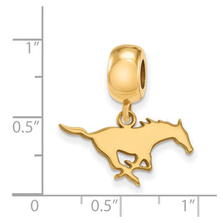 Sterling Silver Gold-plated LogoArt Southern Methodist University Mustang Small Dangle Bead Charm