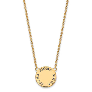 Sterling Silver Gold-plated LogoArt Sigma Sigma Sigma Sorority Text Large Color Enamel Pendant 18 inch Necklace GP015SSS-18