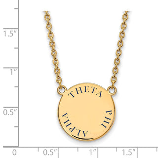Sterling Silver Gold-plated LogoArt Theta Phi Alpha Sorority Text Large Color Enamel Pendant 18 inch Necklace GP015TPA-18