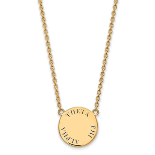 Sterling Silver Gold-plated LogoArt Theta Phi Alpha Sorority Text Large Color Enamel Pendant 18 inch Necklace GP015TPA-18