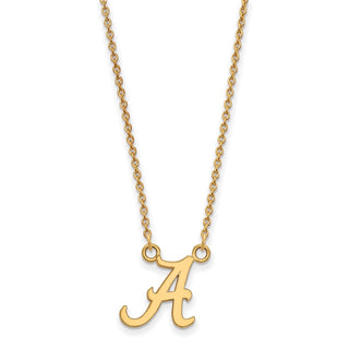 10k Gold LogoArt University of Alabama Letter A Small Pendant 18 inch Necklace