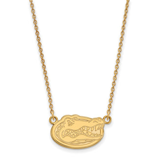 Sterling Silver Gold-plated LogoArt University of Florida Gator Small Pendant 18 inch Necklace