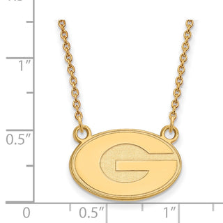 Sterling Silver Gold-plated LogoArt University of Georgia Letter G Small Pendant 18 inch Necklace