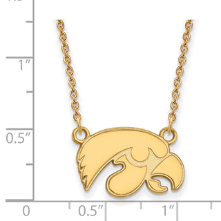 14k Gold LogoArt University of Iowa Hawk Small Pendant 18 inch Necklace
