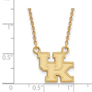 14k Gold LogoArt University of Kentucky U-K Small Pendant 18 inch Necklace