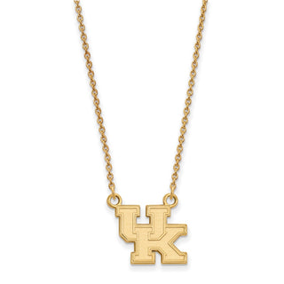 14k Gold LogoArt University of Kentucky U-K Small Pendant 18 inch Necklace