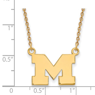 14k Gold LogoArt University of Michigan Letter M Small Pendant 18 inch Necklace