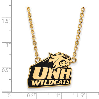 Sterling Silver Gold-plated LogoArt University of New Hampshire Large Enameled Pendant 18 inch Necklace