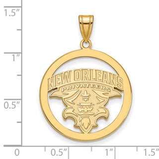 Sterling Silver Gold-plated LogoArt University of New Orleans U-N-O Extra Large Circle Pendant