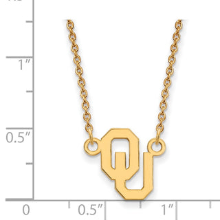 10k Gold LogoArt University of Oklahoma O-U Small Pendant 18 inch Necklace