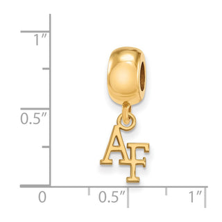 Sterling Silver Gold-plated LogoArt United States Air Force Academy A-F Extra Small Dangle Bead