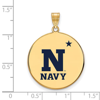 Sterling Silver Gold-plated LogoArt US Naval Academy Extra Large Enameled Disc Pendant