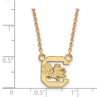 Sterling Silver Gold-plated LogoArt University of South Carolina Small Pendant 18 inch Necklace
