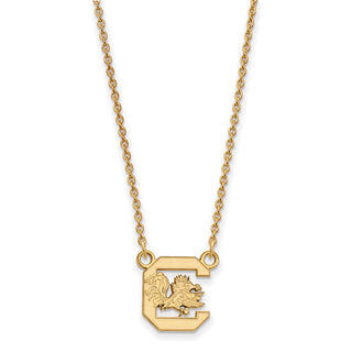 14k Gold LogoArt University of South Carolina Small Pendant 18 inch Necklace