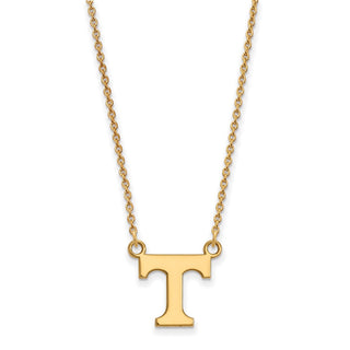 Sterling Silver Gold-plated LogoArt University of Tennessee Letter T Small Pendant 18 inch Necklace