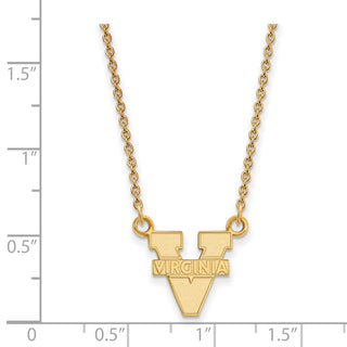 Sterling Silver Gold-plated LogoArt University of Virginia Small Pendant 18 inch Necklace