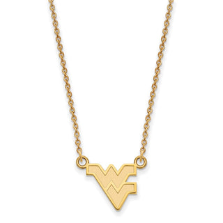 10k Gold LogoArt West Virginia University W-V Small Pendant 18 inch Necklace