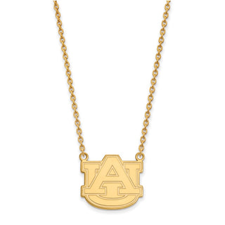 10k Gold LogoArt Auburn University Large Pendant 18 inch Necklace