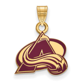 Sterling Silver Gold-plated NHL LogoArt Colorado Avalanche Letter A Small Enameled Pendant